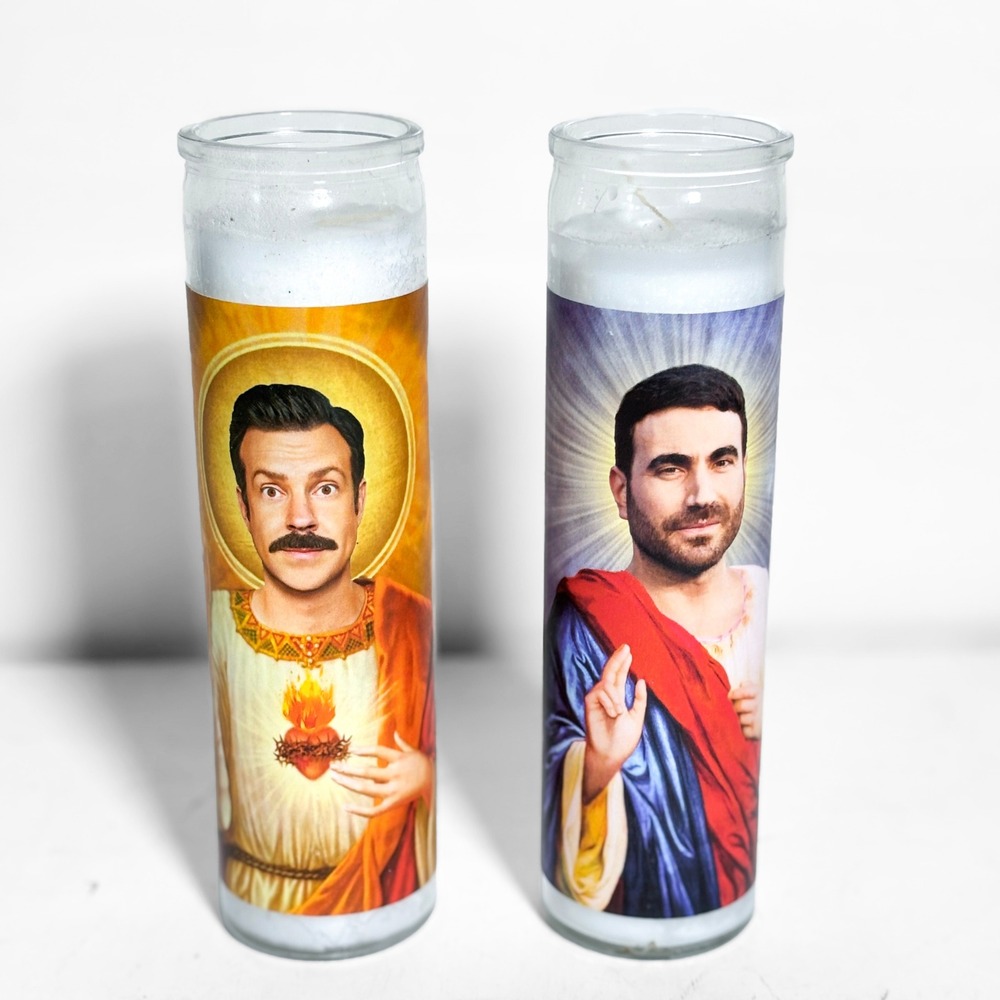 Illuminidol Ted Lasso & Roy Kent Celebrity Prayer Candle Set White Wax 8oz 2pk